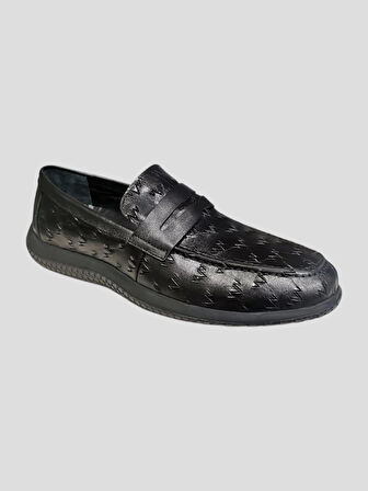 VOYAGER M211-1 ERKEK HAKİKİ DERİ SPOR TABAN LOAFER AYAKKABI SİYAH