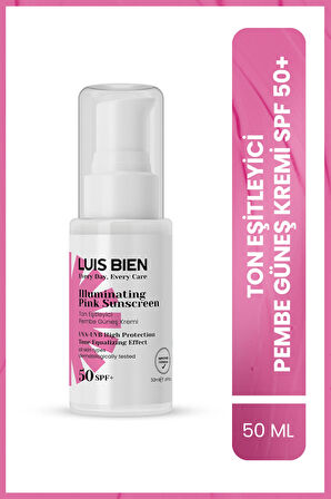 Luis Bien Ton Eşitleyici SPF 50+ Tüm Ciltler İçin Yüksek Korumalı Pembe Güneş Kremi 50 ml
