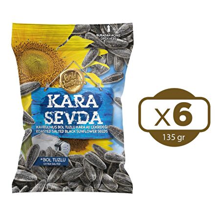 Kara Sevda Ay Çekirdeği 135 gr Bol Tuzlu 6 lı 