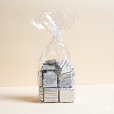 Melodi Çikolata Yaldızlı Kare Tablet Fıstıklı Çikolata Gümüş Yaldız 500g