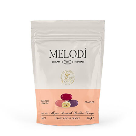 Melodi Çikolata Meyve Aromalı Bisküvi Draje 80g