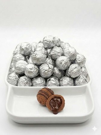 Melodi Çikolata Yaldızlı Sütlü Trüf Çikolata Gümüş 500g
