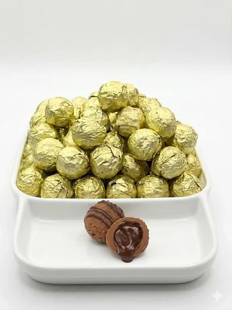 Melodi Çikolata Yaldızlı Sütlü Trüf Çikolata Altın 500g
