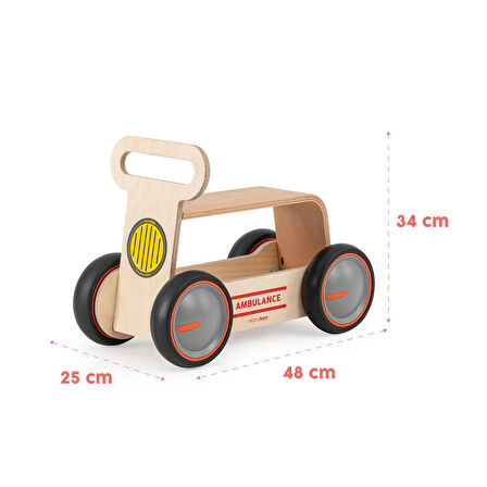 DriveMe Wood Ambulans | Yürüteç - Bin Sür - Oyuncak Deposu