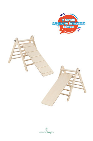Pikko Pikler Tırmanma Üçgeni / Slide & Climb + Kaydırak ve Tırmanma Natural Renk