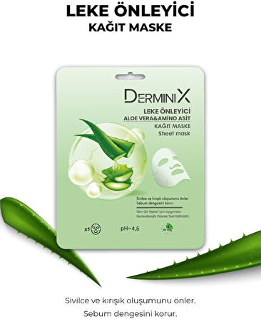 derminix leke önleyici aloe vera & amino asit Yüz Kağıt Maskesi