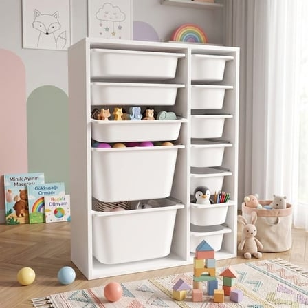 Just Home Medium Duo 12 Sepetli Oyuncak Dolabı - Beyaz