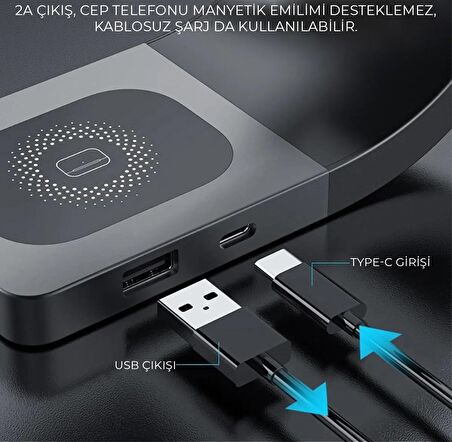 Homiano Magsafe Airdock 4 in 1 Hızlı Kablosuz Şarj Standı 15W Siyah - LFX-178