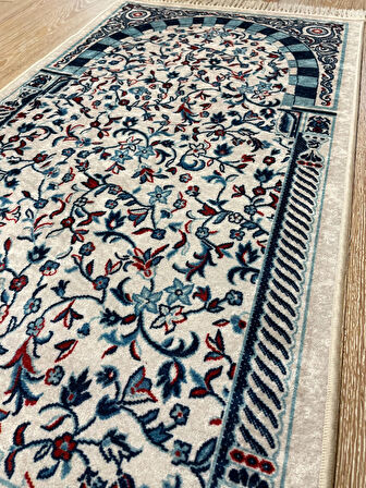 Seccade Saçaklı (lateks Taban) 75x125 Ebat - Mavi