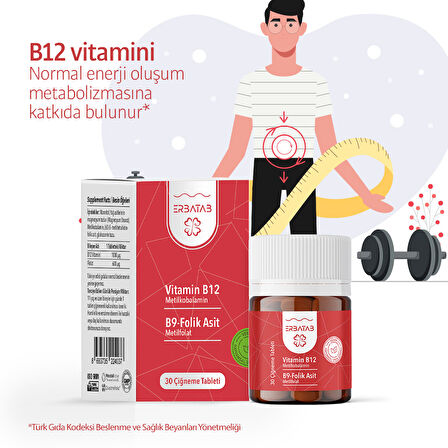 Erbatab Vitamin B12- Folik Asit B9-Metilkobalamin-Metilfolat