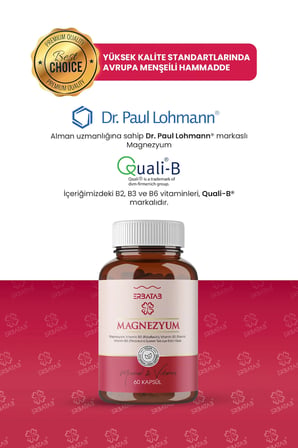 Erbatab Magnezyum 3 lü Form (Bisglisinat, Sitrat, Malat) & Vitamin B2 , B3 , B6 - 60 Kapsül