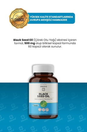 Erbatab Çörek Otu Yağı Black Seed Oil 60 Kapsül Licaps®