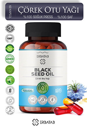 Erbatab Çörek Otu Yağı Black Seed Oil 60 Kapsül Licaps®