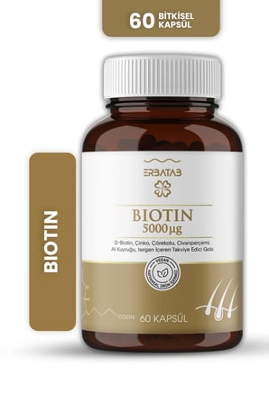 Erbatab Biotin (Çinko Çörekotu Civan Perçemi At Kuyruğu Isırgan Ekstresi) 60 Kapsül