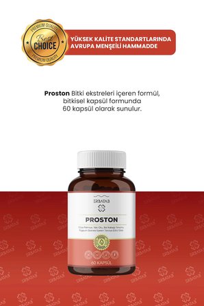 Erbatab Proston (Cüce Palmiye- Yakı Otu - Bal Kabağı Tohumu- Pygeum Ekstresi) 60 Kapsül