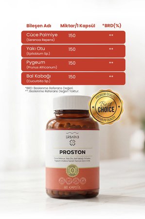 Erbatab Proston (Cüce Palmiye- Yakı Otu - Bal Kabağı Tohumu- Pygeum Ekstresi) 60 Kapsül