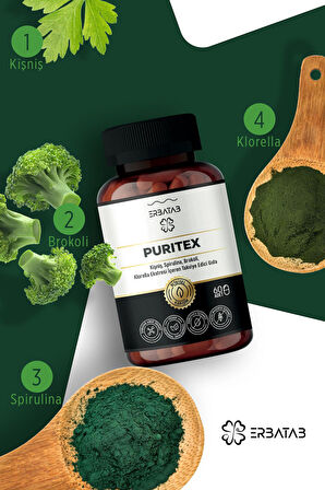 Erbatab Puritex (Kişniş - Spirulina - Brokoli - Klorella) 60 Kapsül