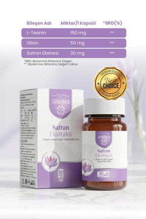 Erbatab Safran Ekstresi, L-Teanin & Glisin Kompleksi 30 Kapsül