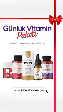 Erbatab Günlük Vitamin Paketi(Thyrobex, D3K2, B12, Magnezyum)