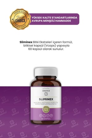 Erbatab Sliminex (Yeşilçay - Biberiye - Mayıs Papatyası - Kiraz Sapı Ekstresi) 60 Kapsül
