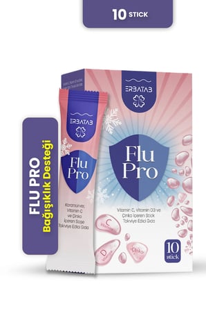 Erbatab Flu-Pro Vitamin C Vitamin D3  Çinko Ve Karamürver Ekstresi 10 Stick
