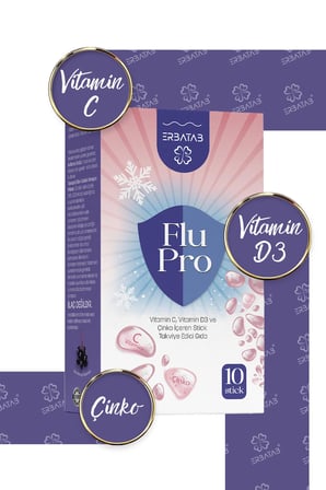 Erbatab Flu-Pro Vitamin C Vitamin D3  Çinko Ve Karamürver Ekstresi 10 Stick