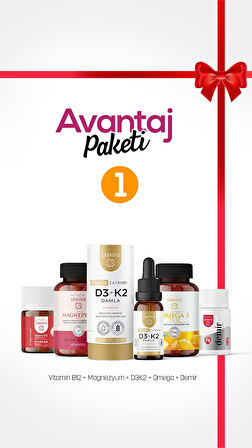 Erbatab Avantaj Paketi 1 (Magnezyum, D3K2, B12 - B9, Omega, Demir)