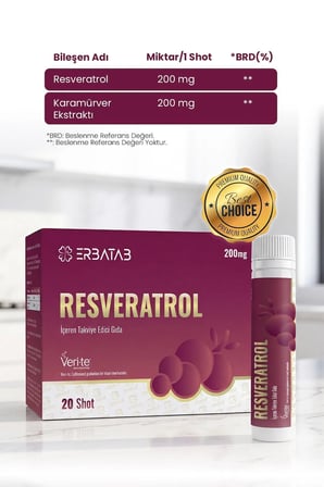 Erbatab Resveratrol Ve Karamürver Ekstraktı İçeren Takviye Edici Gıda 20 Shot 200mg