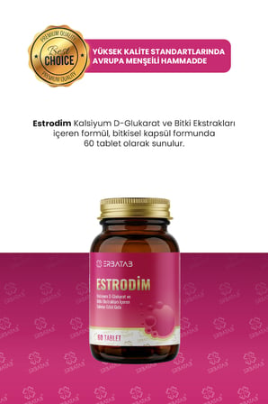 Erbatab Estrodim | 100 mg DIM | Kalsiyum D-Glukarat | Savoy Lahanası | Japon Poligonu | 60 Tablet
