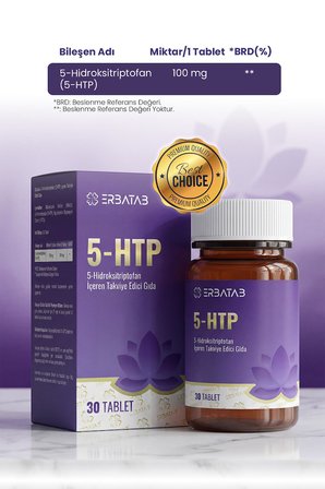 Erbatab 5-HTP 100 Mg 30 Tablet 5-Hidroksitriptofan İçeren Takviye Edici Gıda