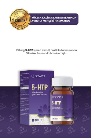 Erbatab 5-HTP 100 Mg 30 Tablet 5-Hidroksitriptofan İçeren Takviye Edici Gıda