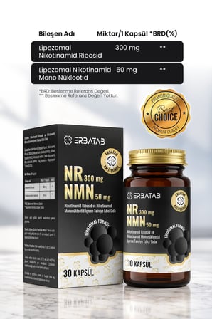 Erbatab NR 300 mg + NMN 50 mg Lipozomal Formül 30 Kapsül Takviye Edici Gıda