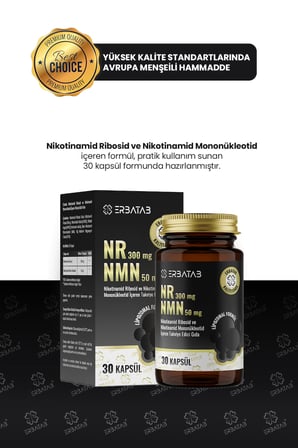 Erbatab NR 300 mg + NMN 50 mg Lipozomal Formül 30 Kapsül Takviye Edici Gıda