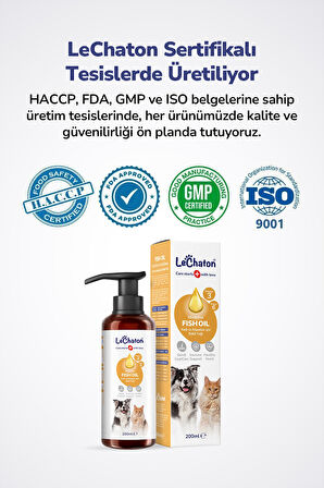 Fish Oil - Kedi Ve Köpekler Için Balık Yağı 200ml Omega 3 ve 6 Takviyesi Tüy ve Cilt Sağlığı Destekl
