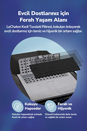 Lüks Kapalı Kedi Tuvaleti Için 2'li Filtre Dikdörtgen 6,5x18 cm (3 mm)
