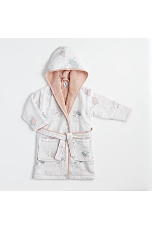 Gezenbebe Hero Müslin & Havlu Desenli Bebek Çocuk Bornoz Bunny