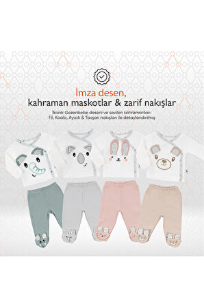 Gezenbebe Hero Bebekler İçin Nakışlı Zıbın ve Patikli Pantolon Set