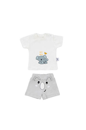 Gezenbebe Hero Kısa Kol Desenli Bebek T-Shirt ve Nakışlı Şort Seti