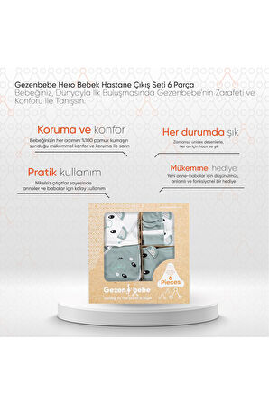 Gezenbebe Hero Bebek Hastane Çıkış Seti 6 Parça
