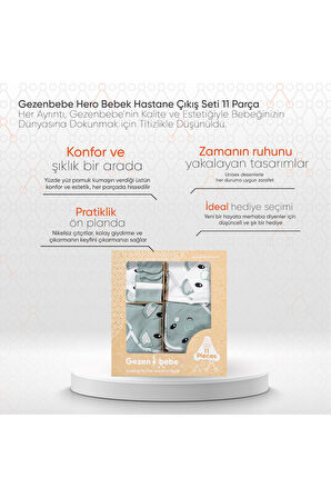 Gezenbebe Hero Bebek Hastane Çıkış Seti 11 Parça