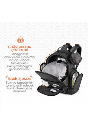 Gezenbebe Çok Fonksiyonlu Anne Baba ve Bebek Bakım Sırt Çantası