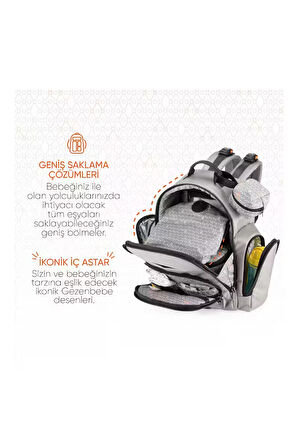Gezenbebe Çok Fonksiyonlu Anne Baba ve Bebek Bakım Sırt Çantası Grey 