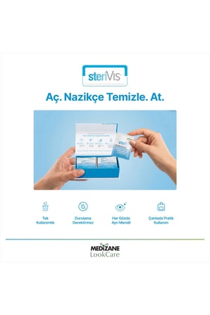 Medizane LookCare SteriVIS Hassas Göz Temizleme Mendili 10lu