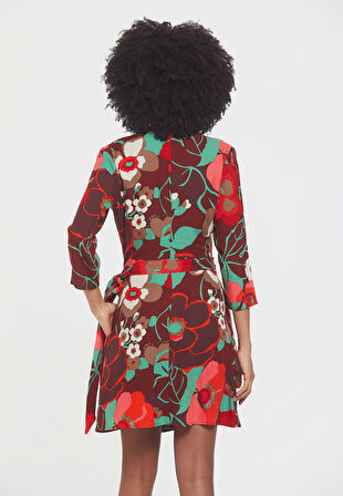 Mini Kruvaze Bohem Elbise Kırmızı | M