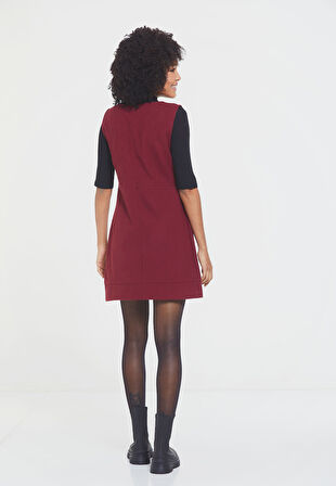 Mini Pamuklu Jile Elbise Bordo | L