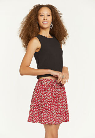 Sıfır Yaka Kolsuz Bohem Kısa Bluz Siyah | XL