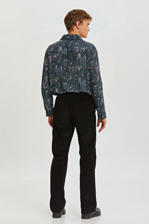 Rahat Kesim Fitilli Kadife Erkek Pantolon Siyah | M