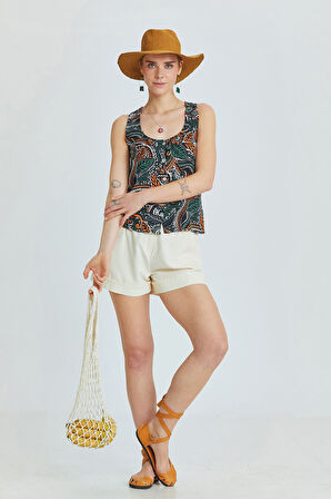 Arkası Pencereli Bluz Turuncu | S