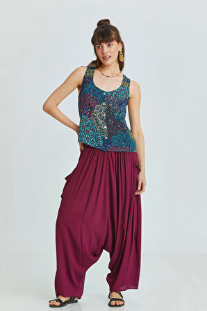 Arkası Pencereli Bluz Turkuaz | S