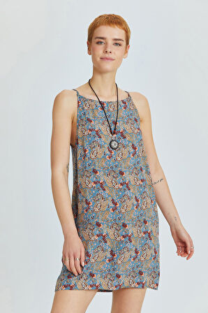 Basic Mini Yazlık Elbise Mavi | S